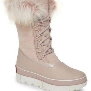 NWT Sorel Pink/TanWinter Boots w/ Faux Fur Trim & Lace-Up Design Suede 6.5 W/Box